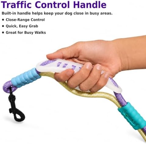 Hands Free Dog Leash, Double Handle Leash 5.5FT Purple-Green - Image 5