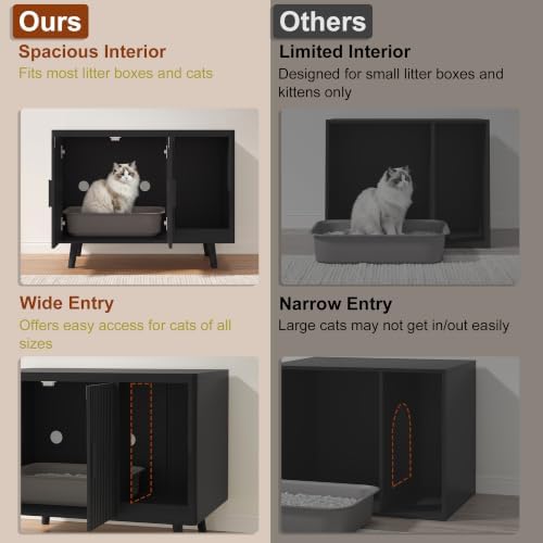 FROMJBEST Cat Litter Box Enclosure, 30.7" Hidden Litter Box Furniture - Image 4