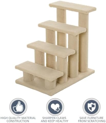 PawHut 25" 4-Step Multi-Level Carpeted Cat Scratching Post Pet Stairs - Image 5