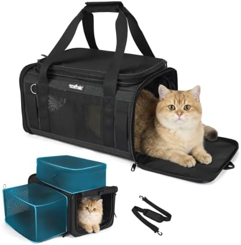 Apollo Walker Cat Carrier Airline Approved Expandable Black by apollowalker