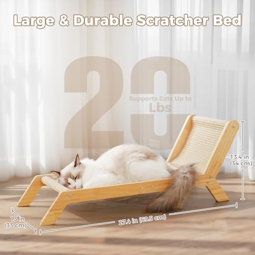 Avont Sisal Cat Scratcher Bed for Indoor Cats, Solid Wood Scratching Lounge - Image 2