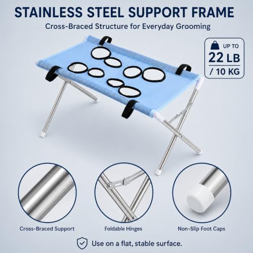 Dog Grooming Hammock with Stand, Foldable Pet Grooming Table and Bathing Station - Image 4