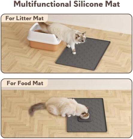 Garoopion Silicone Cat Litter Mat 24×16 inch, Dark Gray - Image 6