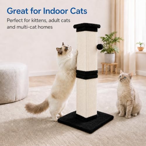 Vertical Cat Scratching Post for Indoor Cats, Sisal Scratch Tower - Image 6