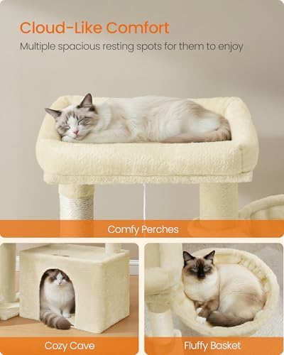 Feandrea Cat Tree, 33.8" Cat Tower Condo, Scratching Posts and Ramp - Image 4