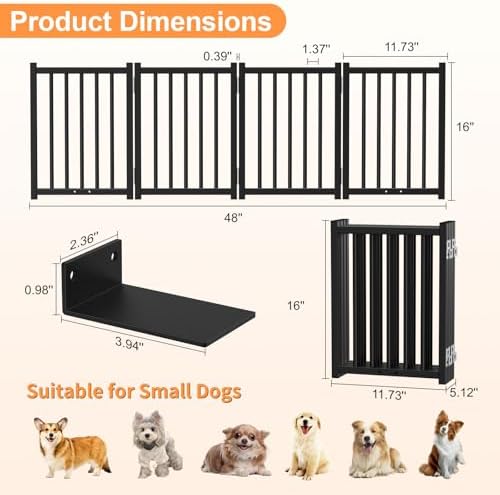 Snughome Short Dog Gate Indoor, Expands Up to 48’’ Wide Foldable Pet Gates - Image 3