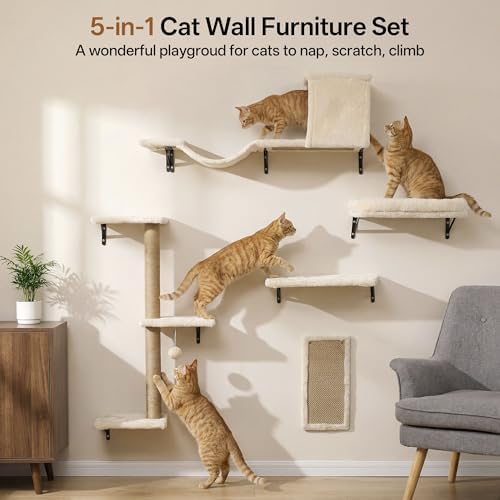 Endark 5‑in‑1 Cat Wall Shelves, Wall‑Mount Cat Climbing Furniture - Image 3