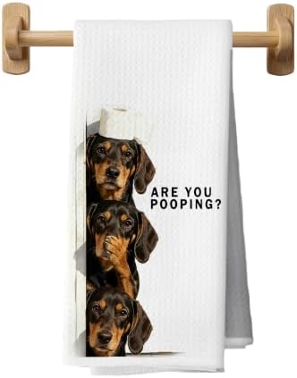 Funny Dachshund Dog Bathroom Hand Towels 16x24 in by Unknown