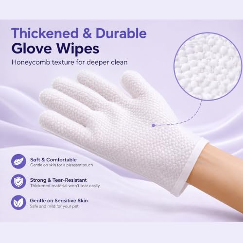 LEVOS 6PCS Pet Glove Dog Cats Wipes Paws and Butt Bath Waterless Cleaning - Image 5