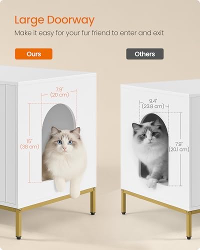 Feandrea Double Cat Litter Box Enclosure, Double Room, Modern Style - Image 6