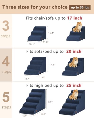 Aodisman Dog Stairs for Small Dogs, 3 Step Dog Ramp for Couch, Non-Slip Steps - Image 2