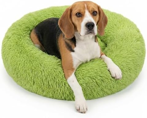 nononfish Cozy Donut Dog Bed, Plush Round Calming Pet Bed by nononfish