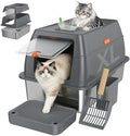 XL Enclosed Stainless Steel Litter Box by Tevila
