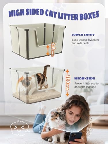 Large Cat Litter Boxes with Scoop, Portable Cat Litter Box - Image 4