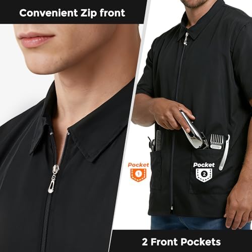 Noverlife Barber Jackets for Men, Hair Repellent Stylist Vest - Image 2