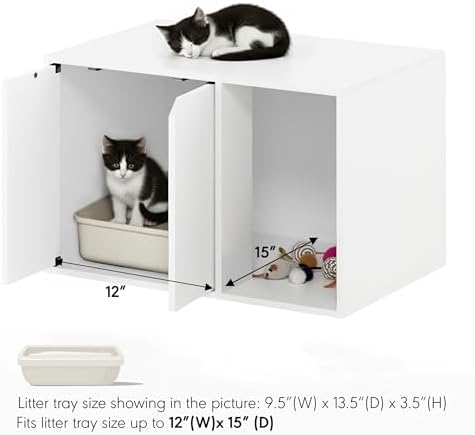Furinno PELI 24" Wide Cat Litter Box Enclosure, Solid White - Image 4