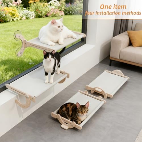 Window Cat Bed, Sturdy Cat Window Perch, Adjustable 4-in-1 Cat Hammock - Image 2