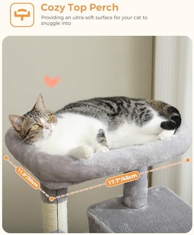 MUTTROS 56.3" Cat Tree with Metal Hammock, 2-Door Condo, 6 Tiers - Image 4