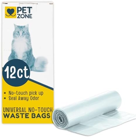 Pet Zone Universal No-Touch Cat Litter & Waste Bags, 12 Pack, Easy Cleanup by Pet+Zone