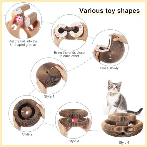 Kitty Curls Cat Toy, Foldable Magic Organ Toy, Cat Scratcher Board - Image 5