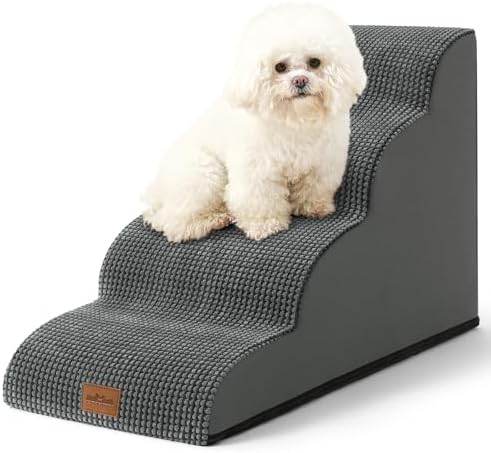 COZY KISS Wide Dog Stairs for Small Dog 19.7" H, 4 Step Pet Ramp for Bed by COZYKISS