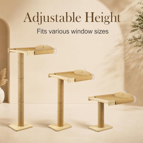 Cat Window Perch with Tall Scratching Post, Solid Wood Window Perch - Image 4