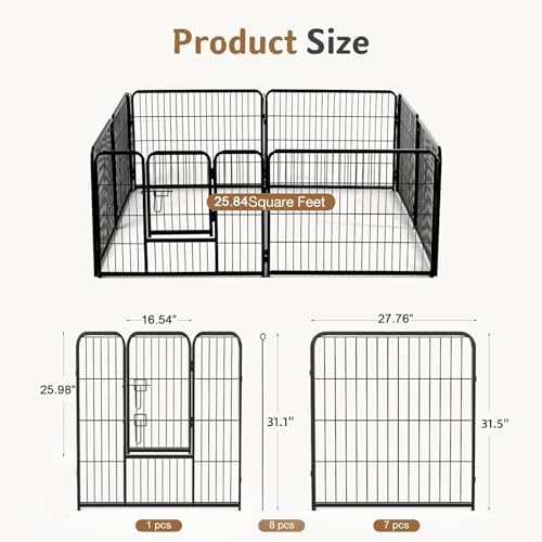 DUMOS Dog Playpen 32 Inch 8 Panels Indoor Outdoor Metal Pet Fence - Image 5