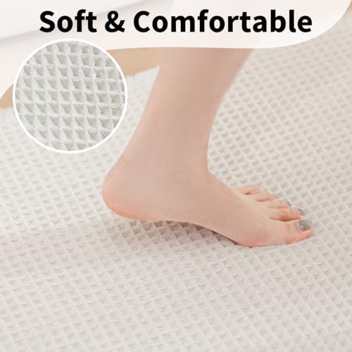 White Bathroom Rugs, Waffle Bath Mat Non Slip Washable - Image 3