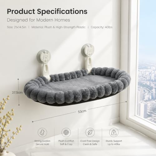 Cat Window Perch for Indoor Cloud Perch，Gray - Image 2