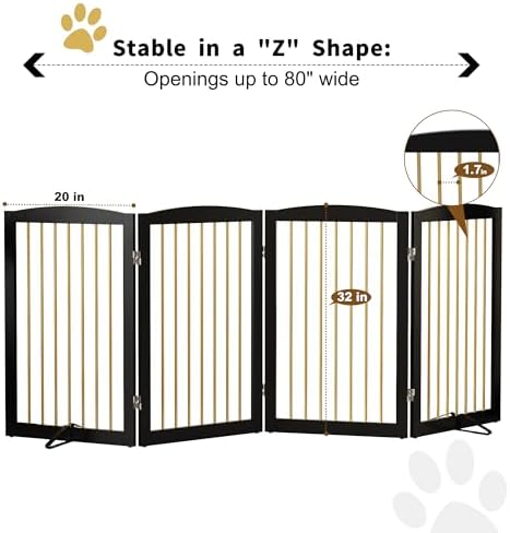 PUPETPO Freestanding Pet Gate for Dogs, Indoor Wooden Dog Gate for House - Image 6