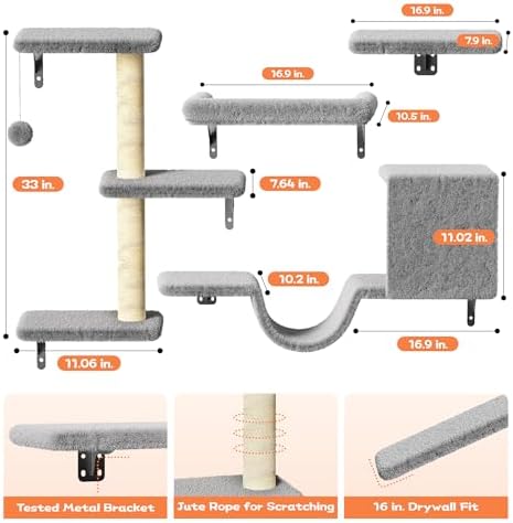6-in-1 Wall Mounted Cat Climber Set - Image 2