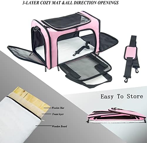 Soft Sided Carrier for Small Medium Cats Dogs, Removable Pad Collapsible Travel - Image 5