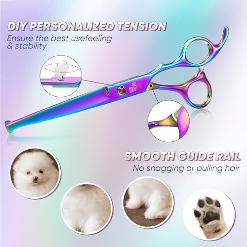 DRGSKL Rainbow Dog Straight Scissors, Offset Handle Pet Grooming Shears - Image 3