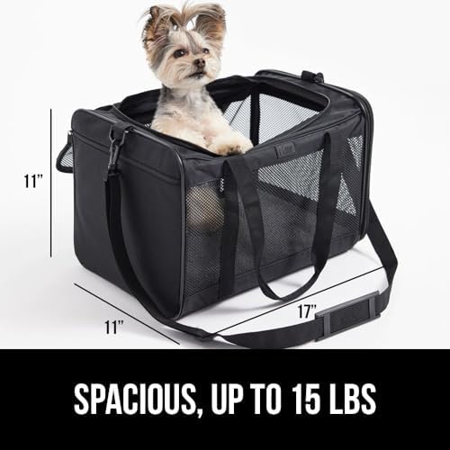GORILLA GRIP Cat Carrier Travel Bag Up to 15 Lbs, Soft Collapsible Small Dog - Image 3