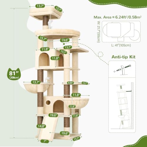 Globlazer 81in Cat Tree for Large Cats, Extra Tall Tower - Image 6
