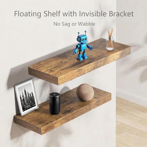Vervida® Rustic Brown Floating Wall Shelves 35.4in Set of 3 Farmhouse - Image 5