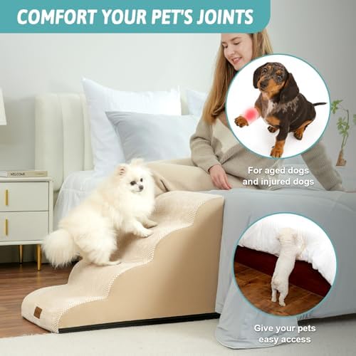 COZY KISS Dog Stairs for Small Dog 19.7" H, 4 Step Pet Ramp for Bed - Image 3