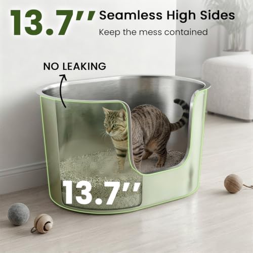 Stainless Steel Litter Box 13.7" High-Sided - Image 3