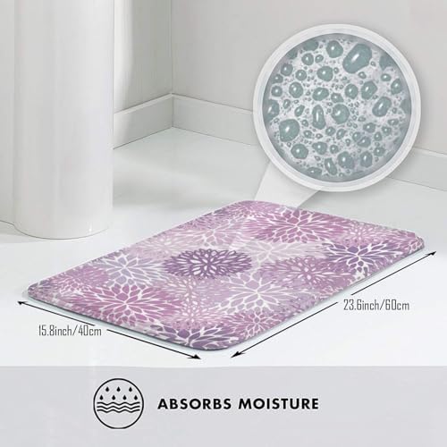 Purple Chrysanthemum Flowers Bath Mat 24x16 Inch Non-Slip Soft Microfiber - Image 5