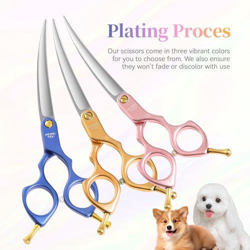 6.5'' Small Curved Dog Grooming Scissors Blue Ultra-Lightweight - Image 6