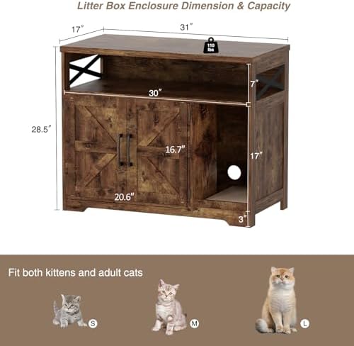 Halitaa Cat Litter Box Enclosure, Hidden Litter Box Furniture - Image 2
