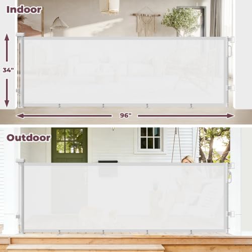 96" Retractable Baby Gate, Long Mesh Dog Gate - Image 2