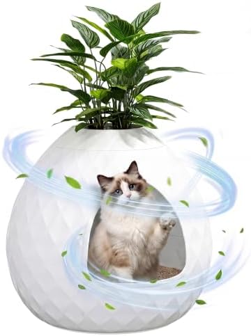Plant Litter Box Egg-Shaped, Hidden Cat Litter Box Enclosure by Unknown