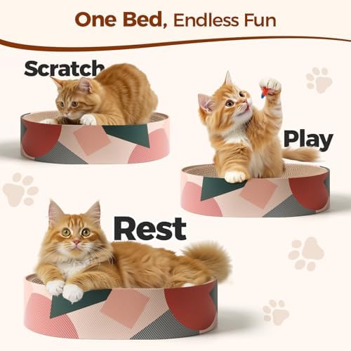 ComSaf Cat Scratcher Bed 17 x 13 in, Oval Cardboard Scratch Pad - Image 6