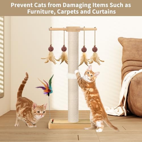Tall Cat Scratching Post, 33 Inch Sisal Scratcher - Image 6