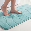 Flamingo P Aqua Green Bath Mat 20x32 Quick Dry Washable Memory Foam by FlamingoP