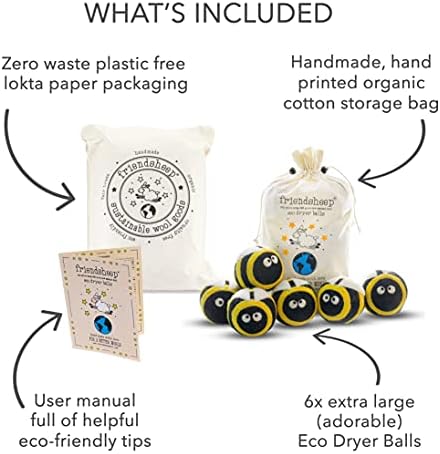 Friendsheep Wool Dryer Balls, Organic Reusable Fabric Softener Alternative - Image 4