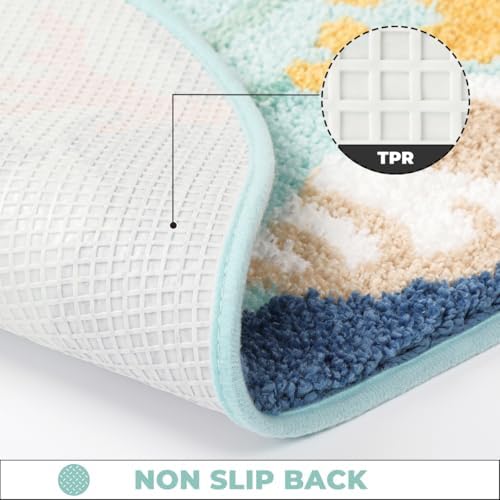 Modern Ocean Bath Rug Super Absorbent Non Slip Cute Bathroom Mat Machine - Image 5
