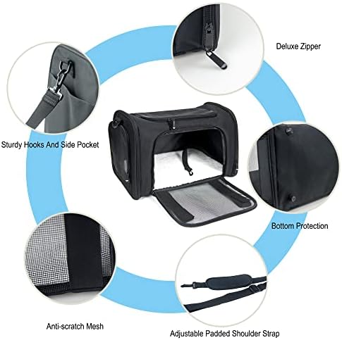 Soft Sided Carrier for Small Medium Cats Dogs, TSA Airline Approved Collapsible - Image 3