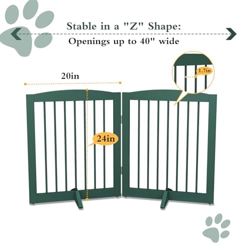 PUPETPO Freestanding Pet Gate for Dogs, Foldable Wooden Dog Gate for House - Image 5